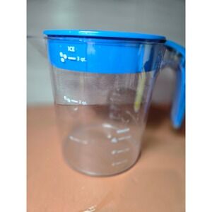3 Quart Clear Plastic Tea Pitcher with Blue Lid and Handle Mr. Coffee TM70